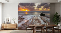 Golden Ocean Sunset Horizon Wall Mural