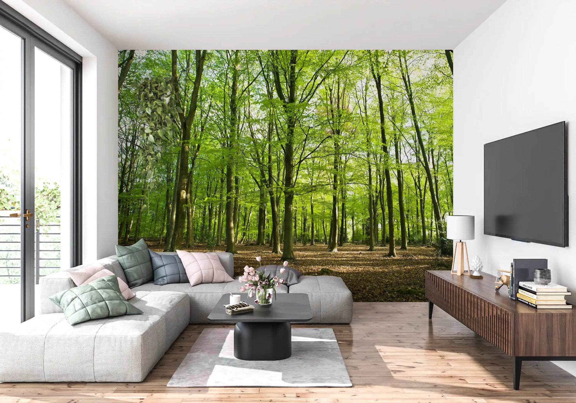 Sunlit Spring Beech Grove Wall Mural
