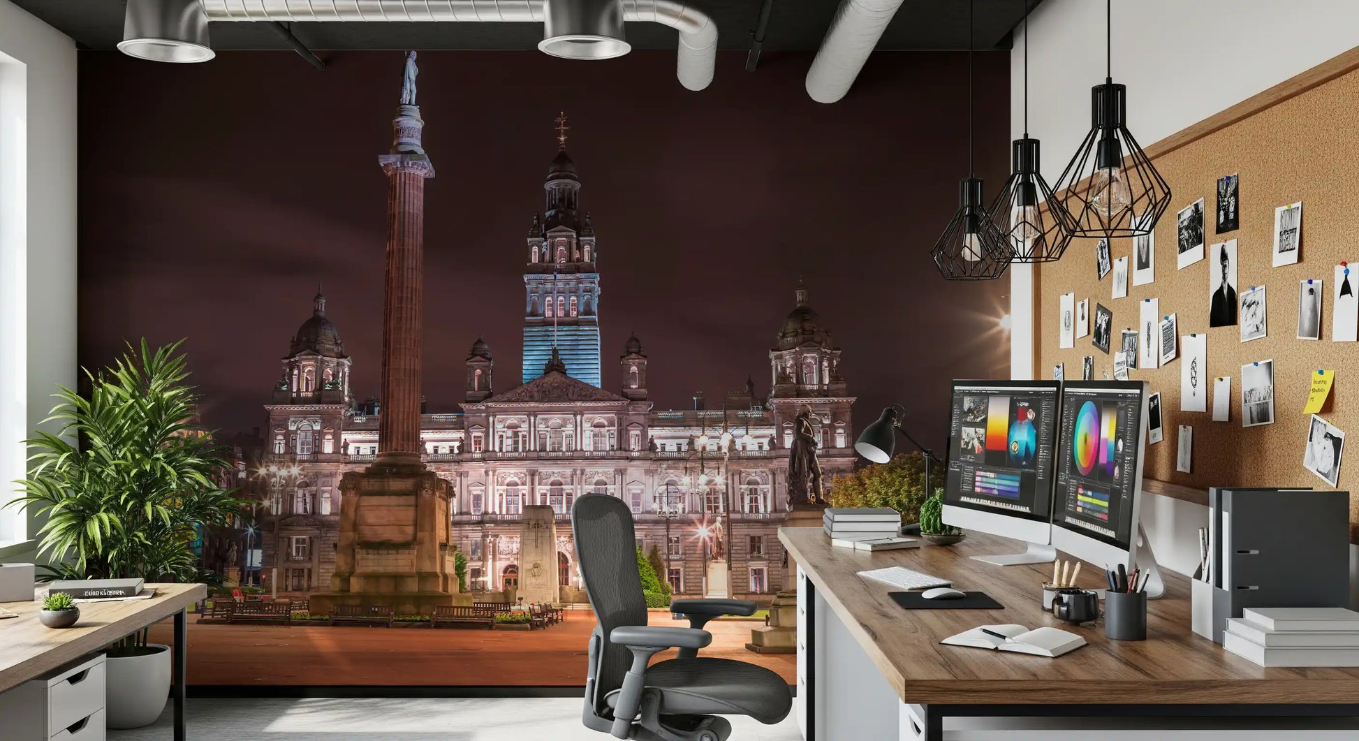 Glasgow City Chambers Nightscape Wall Mural
