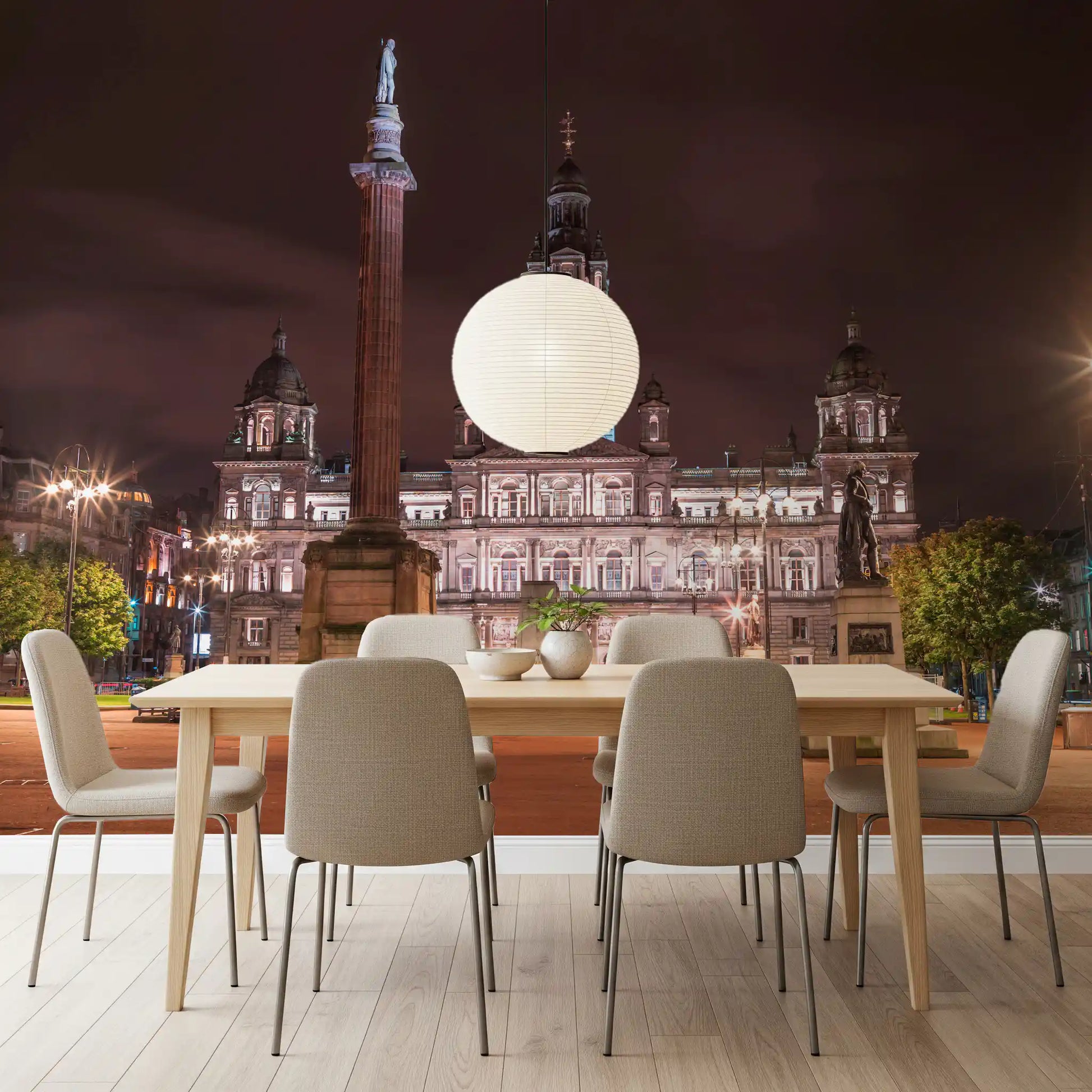 Glasgow City Chambers Nightscape Wall Mural