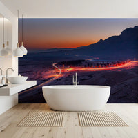 Desert Highway Sunset Horizon Wall Mural