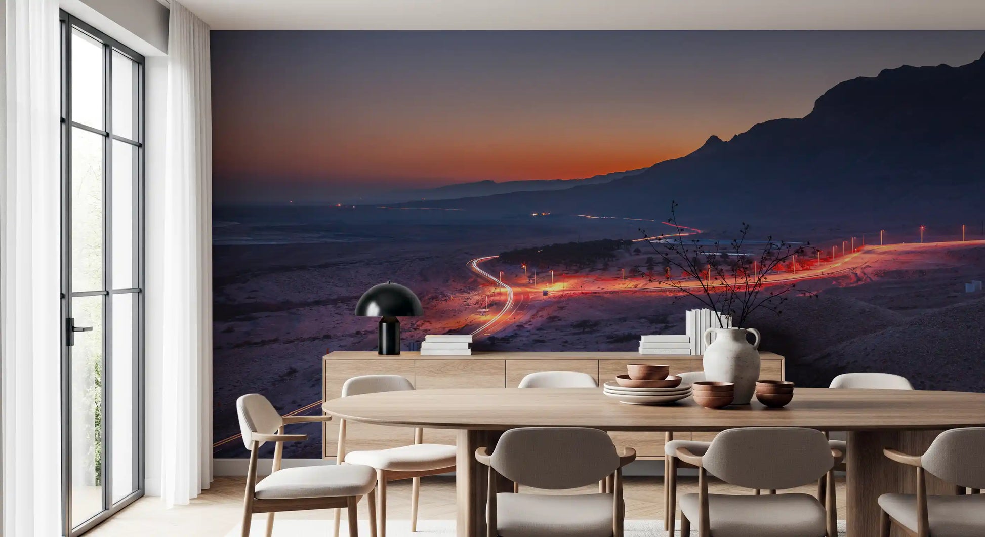 Desert Highway Sunset Horizon Wall Mural