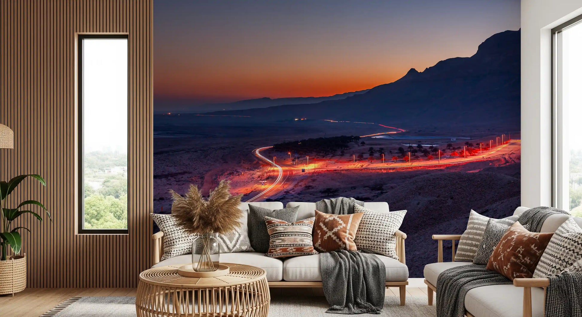 Desert Highway Sunset Horizon Wall Mural