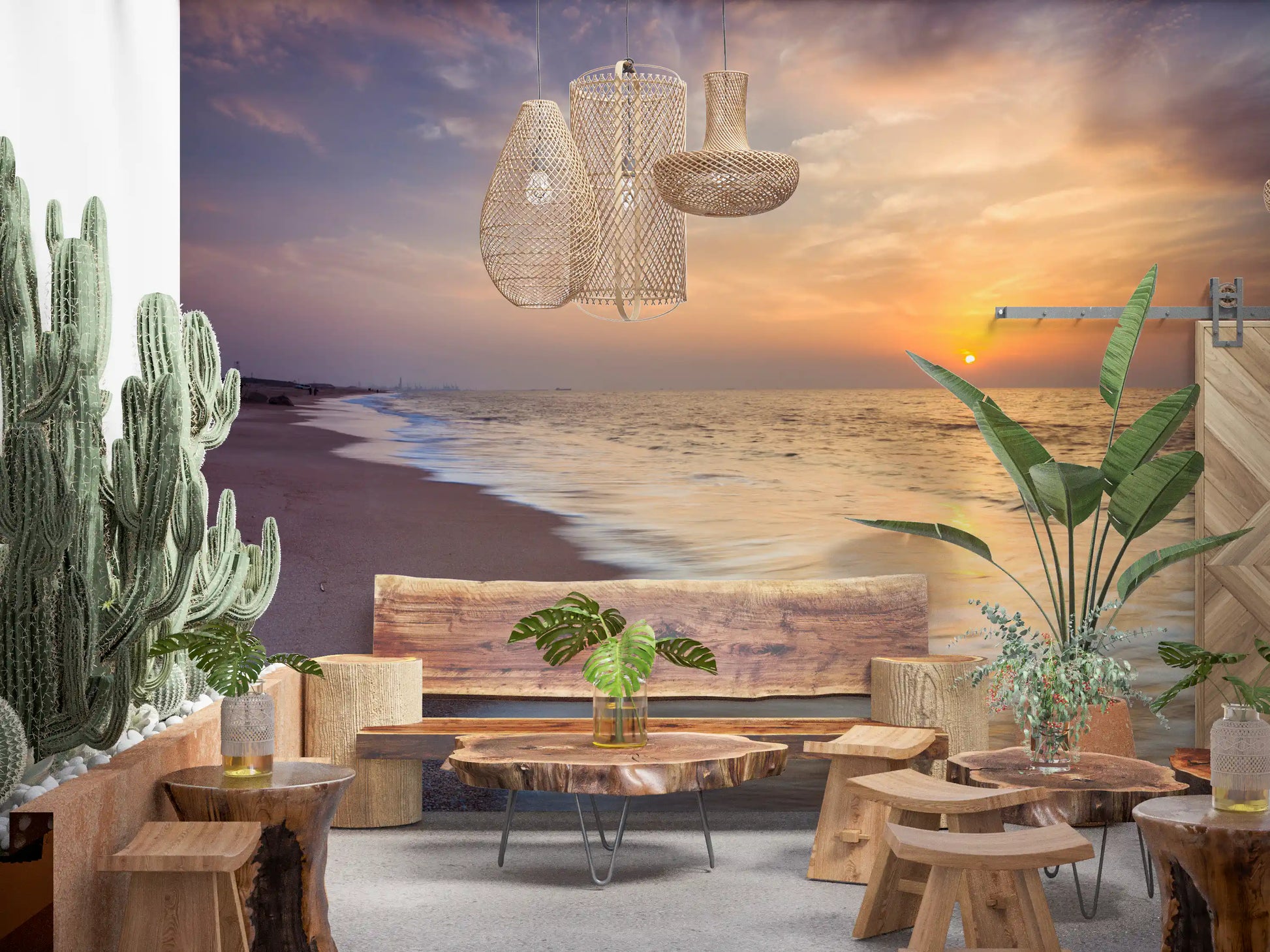 Golden Hour Coastal Horizon Wall Mural