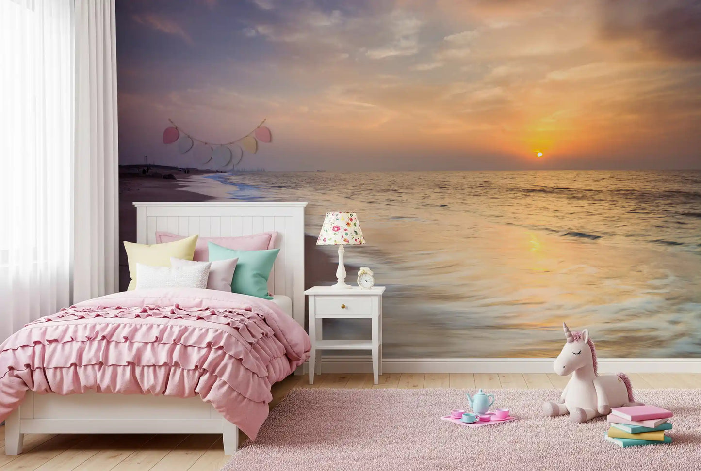 Golden Hour Coastal Horizon Wall Mural
