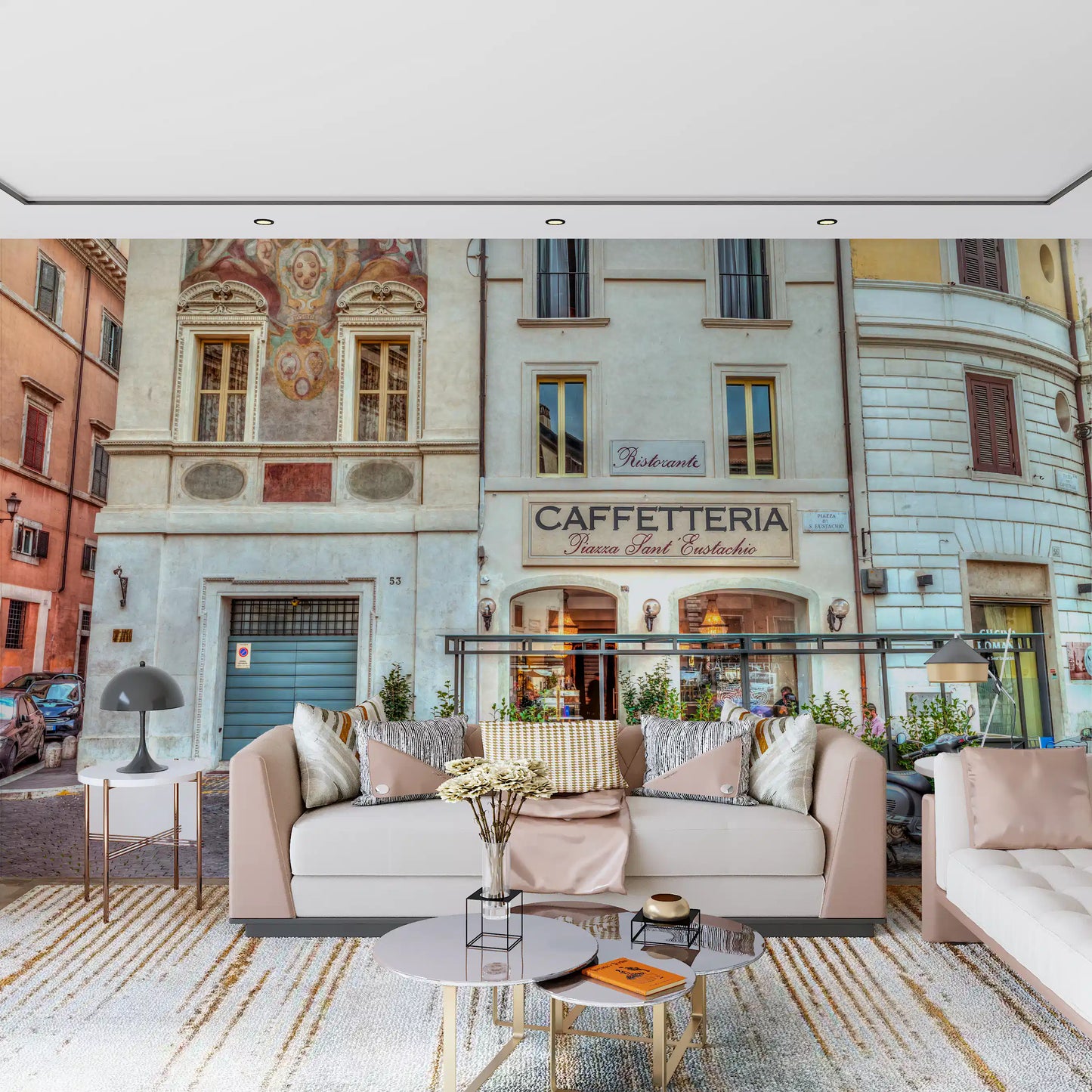 Italian Piazza Street Scene Wall Mural
