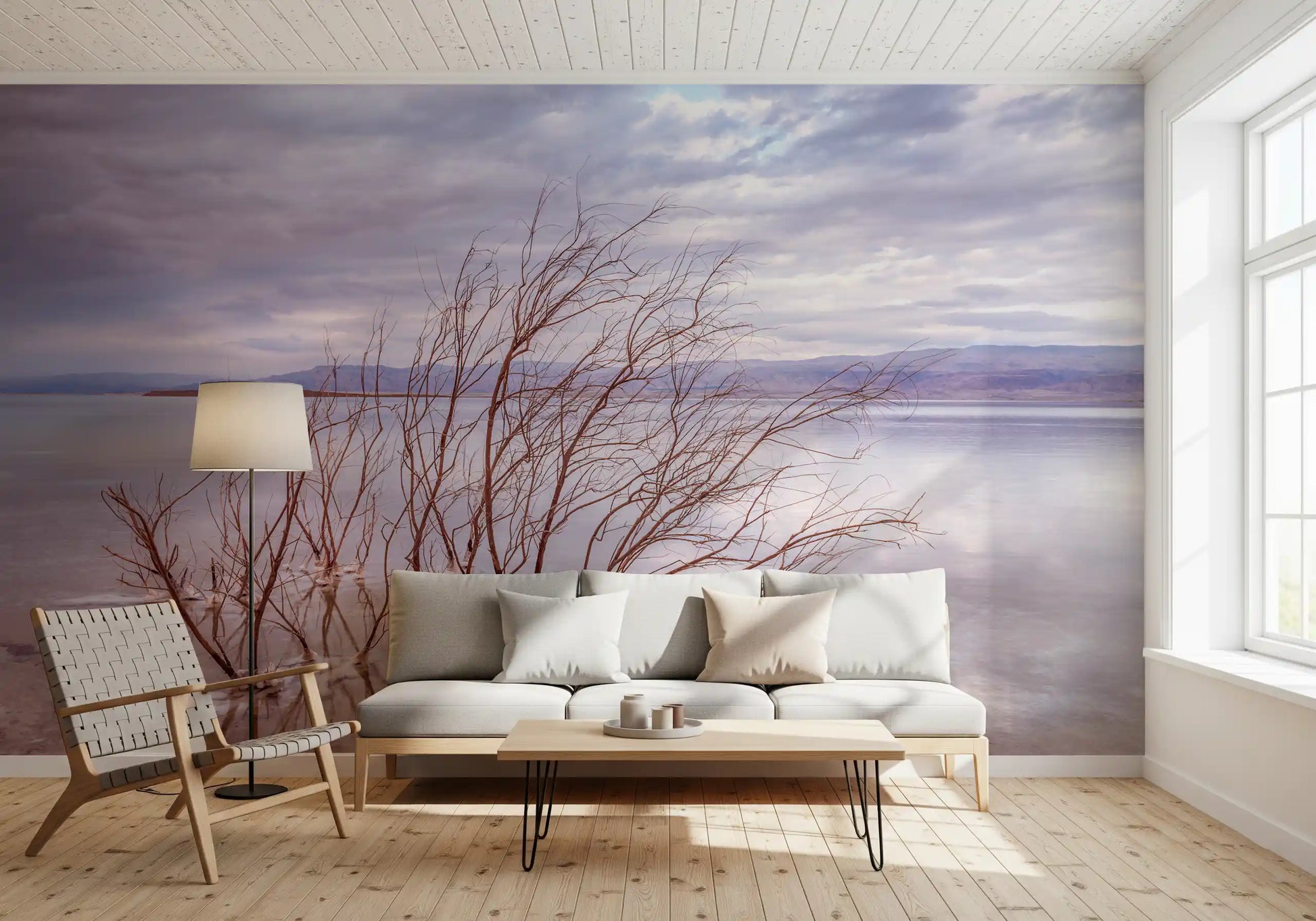 Misty Shoreline Reflection Wall Mural