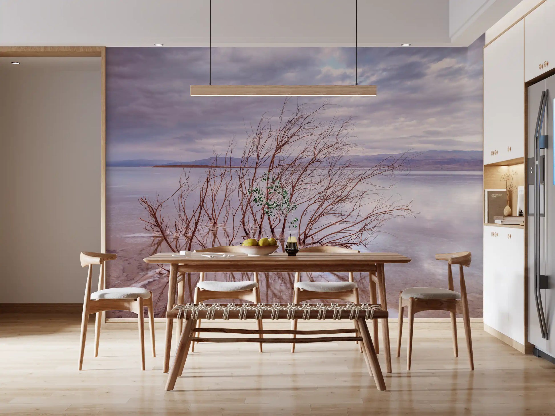 Misty Shoreline Reflection Wall Mural