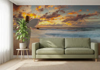 Celestial Guardian at Sunset Shore Wall Mural