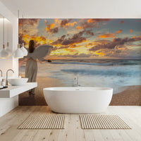 Celestial Guardian at Sunset Shore Wall Mural