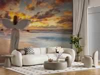 Celestial Guardian at Sunset Shore Wall Mural