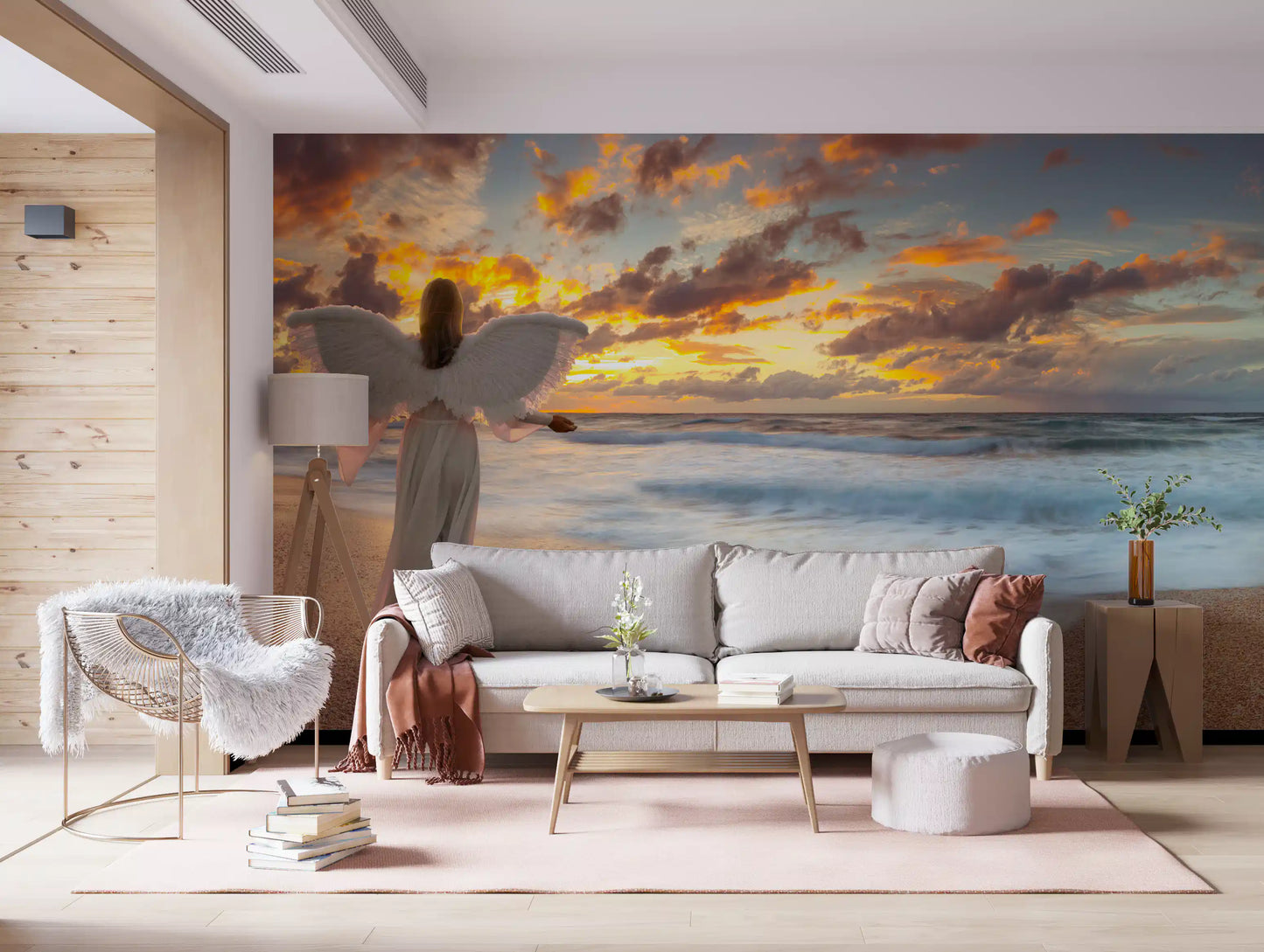 Celestial Guardian at Sunset Shore Wall Mural