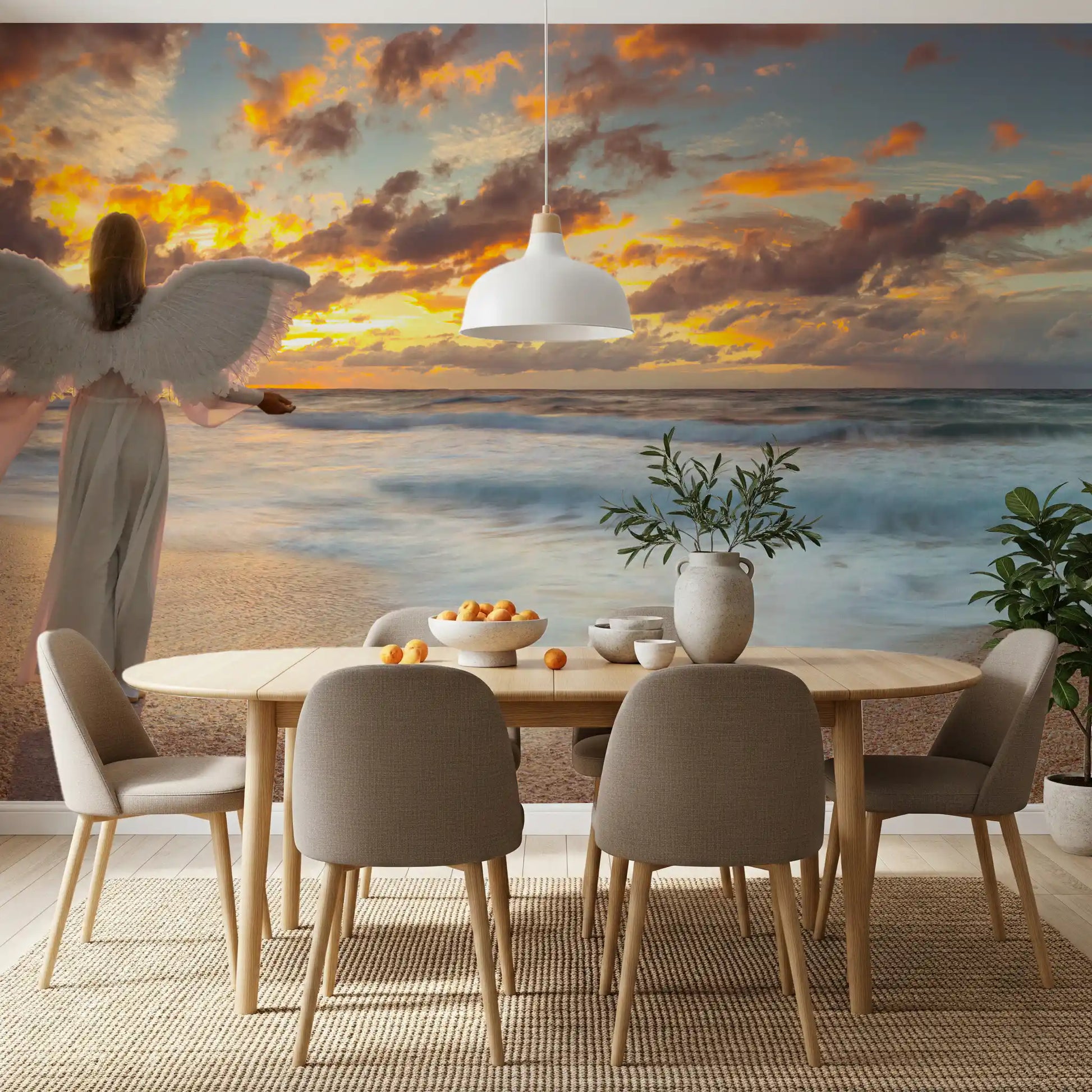 Celestial Guardian at Sunset Shore Wall Mural