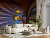 Futuristic Metallic Orb Passage Wall Mural
