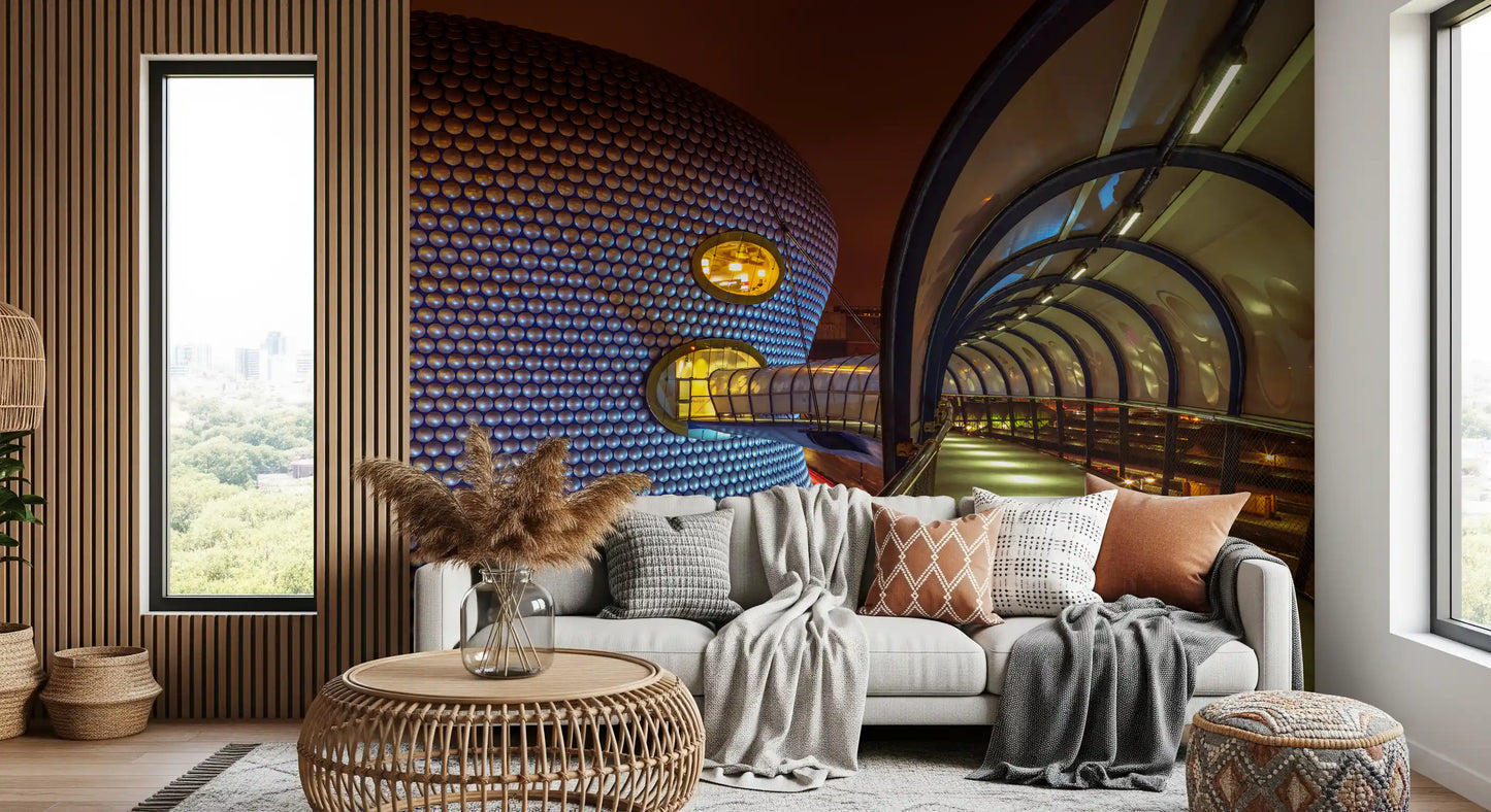Futuristic Metallic Orb Passage Wall Mural