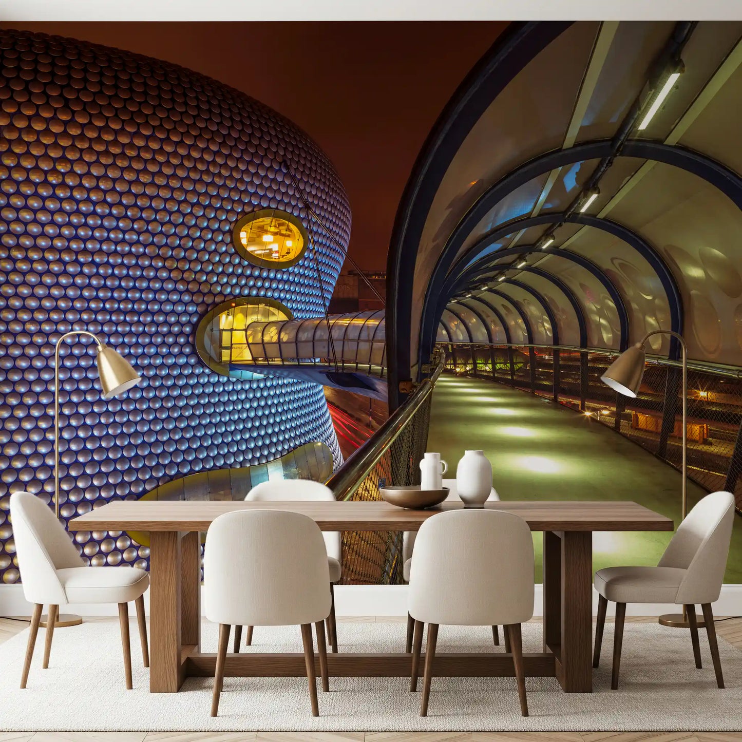 Futuristic Metallic Orb Passage Wall Mural