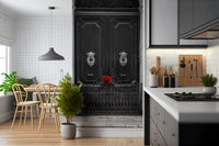 Scarlet Roses on Antique Iron Gate Wall Mural