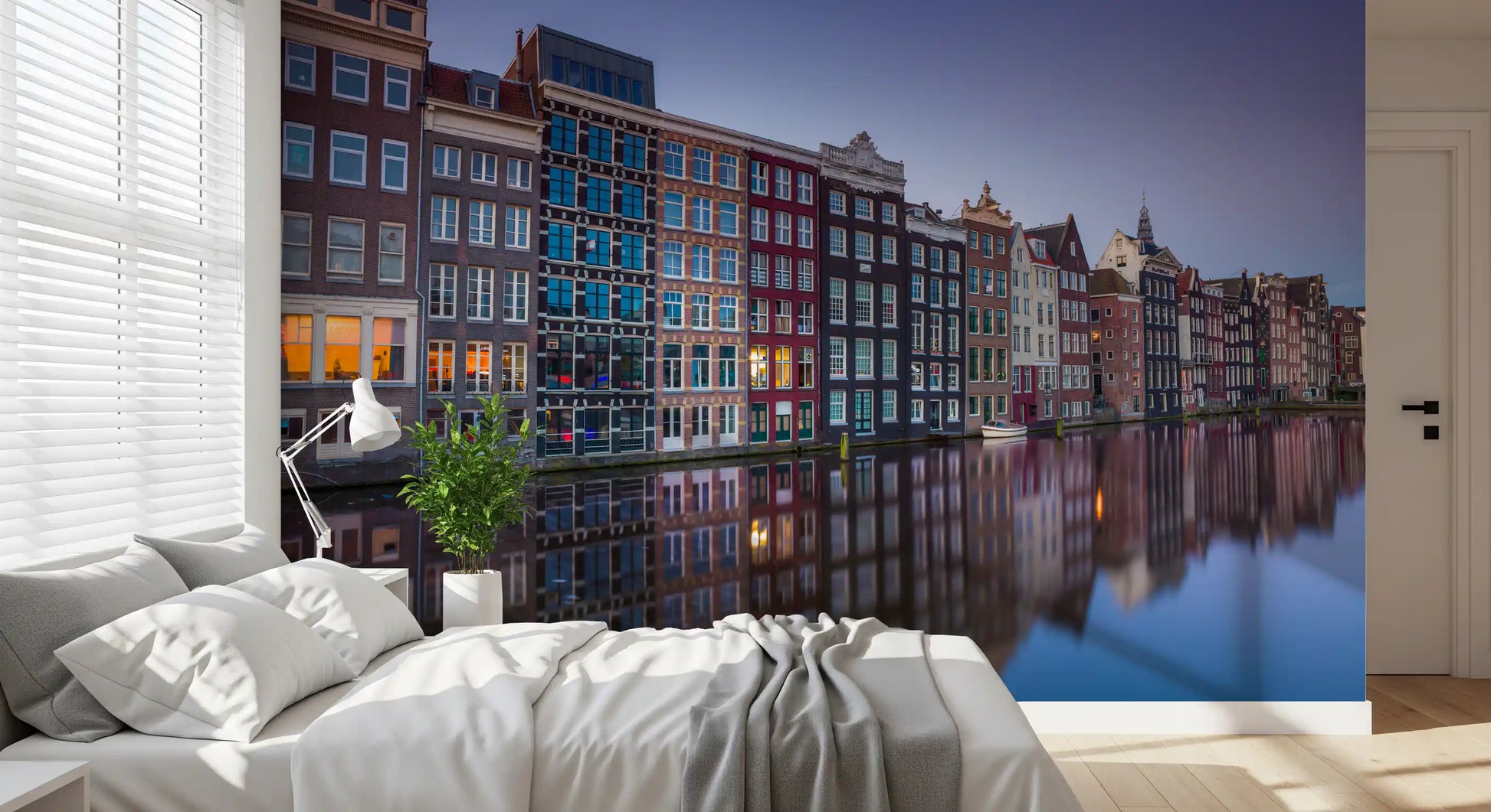 Amsterdam Canal Dusk Architecture Wall Mural