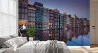 Amsterdam Canal Dusk Architecture Wall Mural