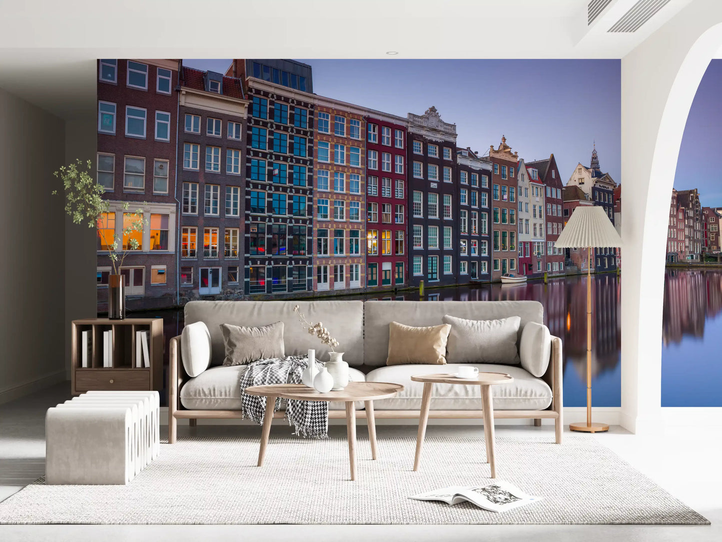 Amsterdam Canal Dusk Architecture Wall Mural