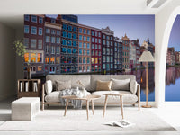 Amsterdam Canal Dusk Architecture Wall Mural