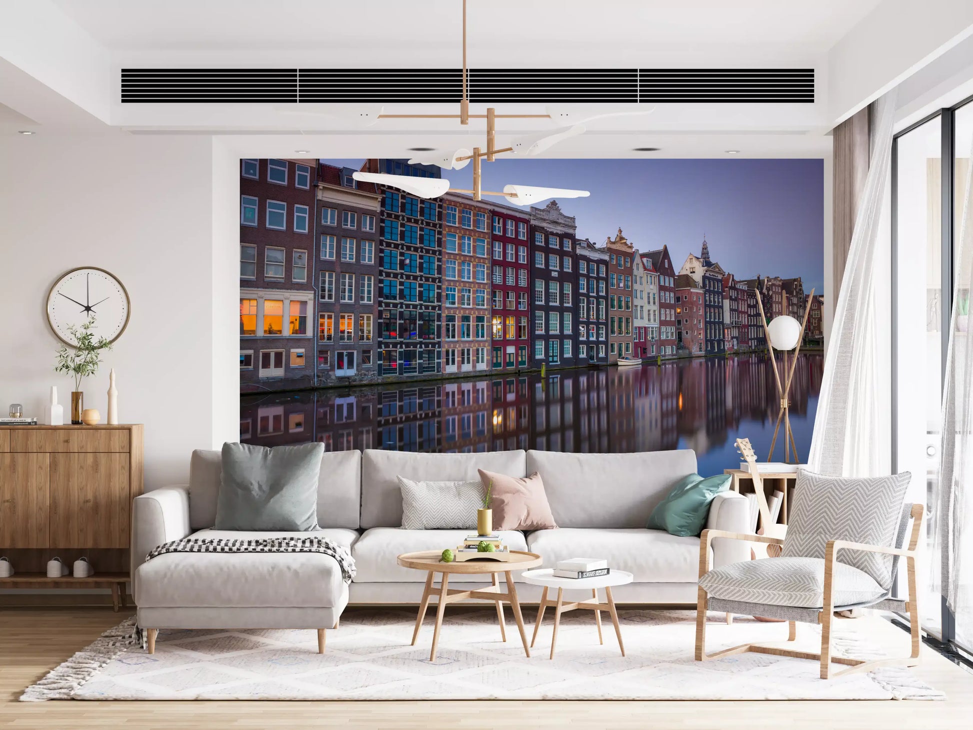 Amsterdam Canal Dusk Architecture Wall Mural