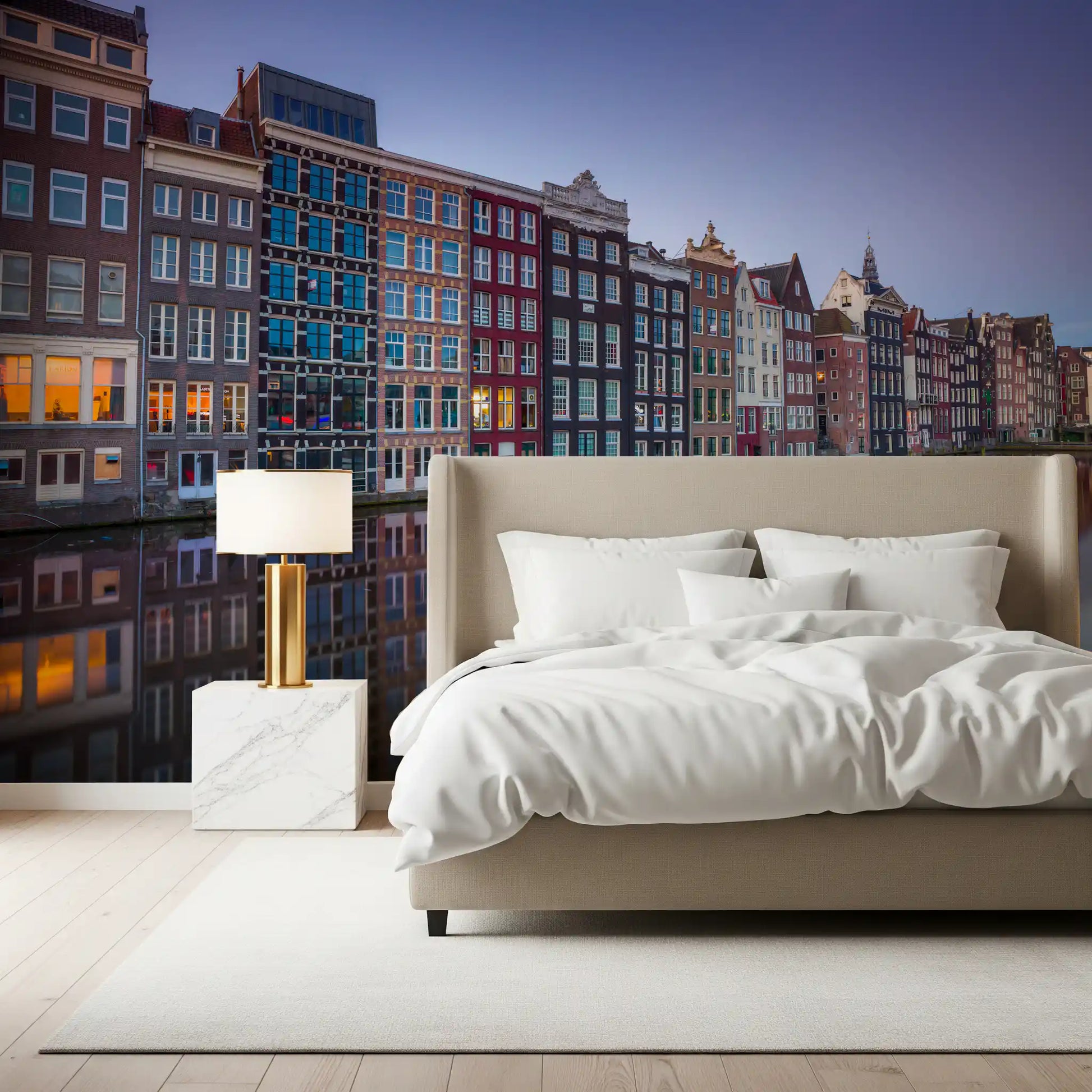 Amsterdam Canal Dusk Architecture Wall Mural