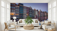 Amsterdam Canal Dusk Architecture Wall Mural