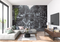 Amsterdam Canal Bicycle Scene Wall Mural