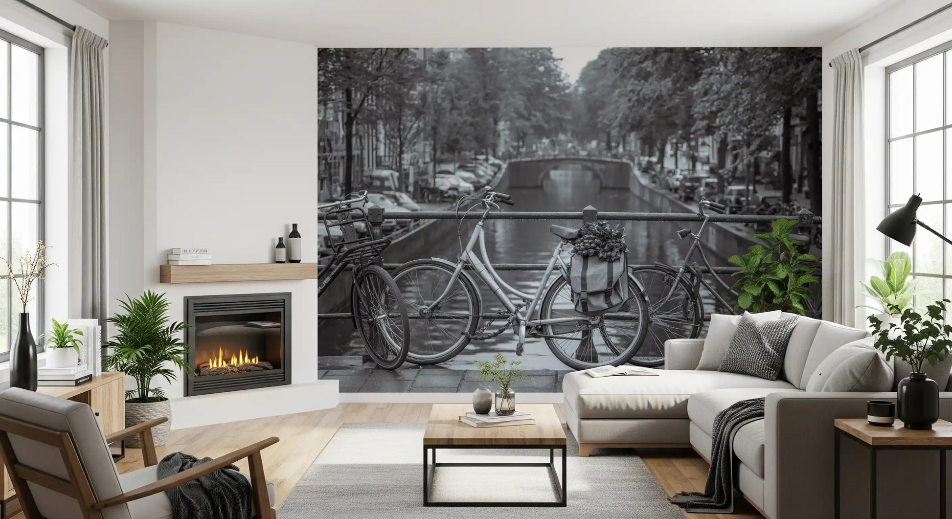 Amsterdam Canal Bicycle Scene Wall Mural