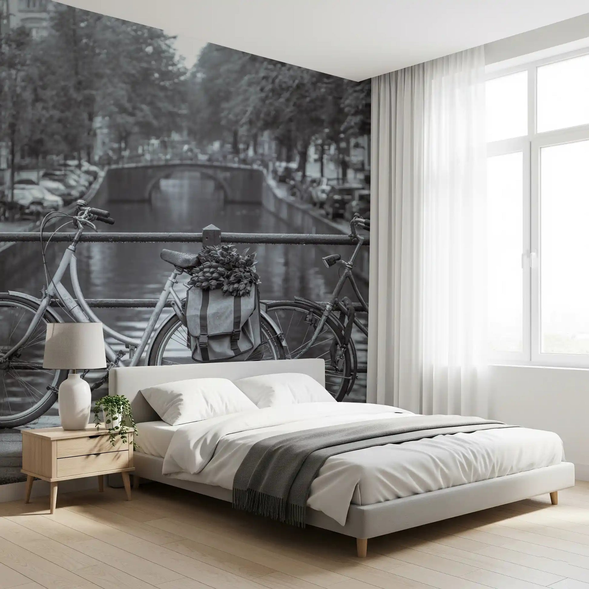 Amsterdam Canal Bicycle Scene Wall Mural
