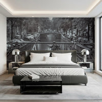 Amsterdam Canal Bicycle Scene Wall Mural