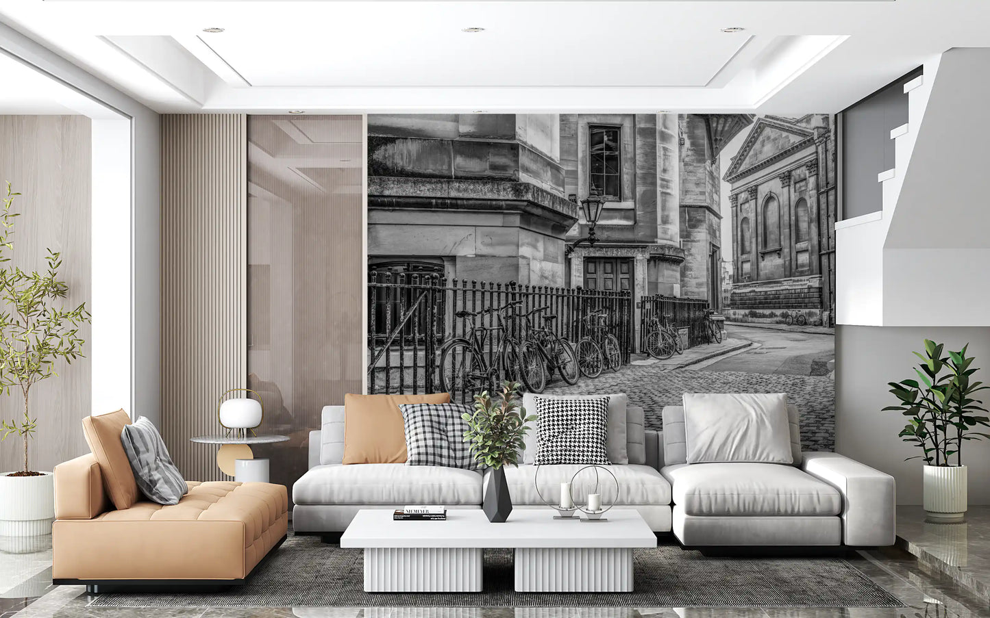Cobbled Street and Cycles Wall Mural