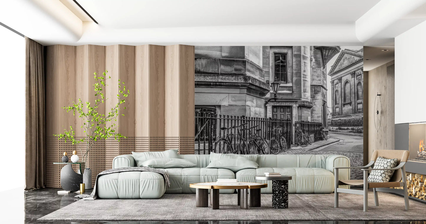Cobbled Street and Cycles Wall Mural