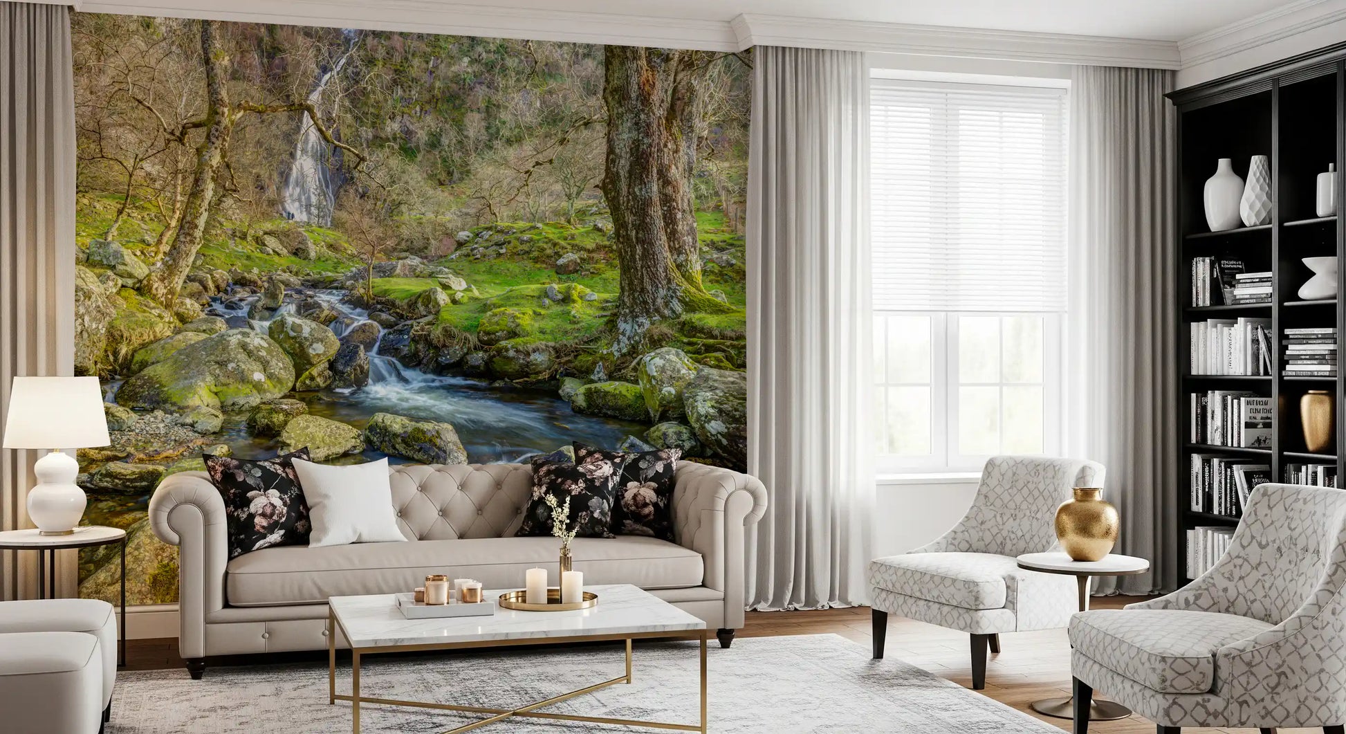 Cascading Highland Waterfall Stream Wall Mural