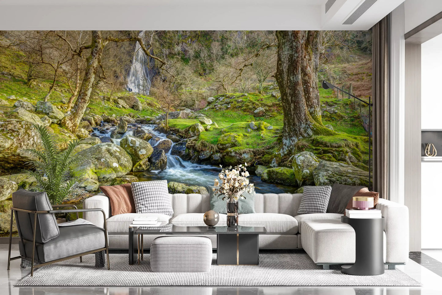 Cascading Highland Waterfall Stream Wall Mural