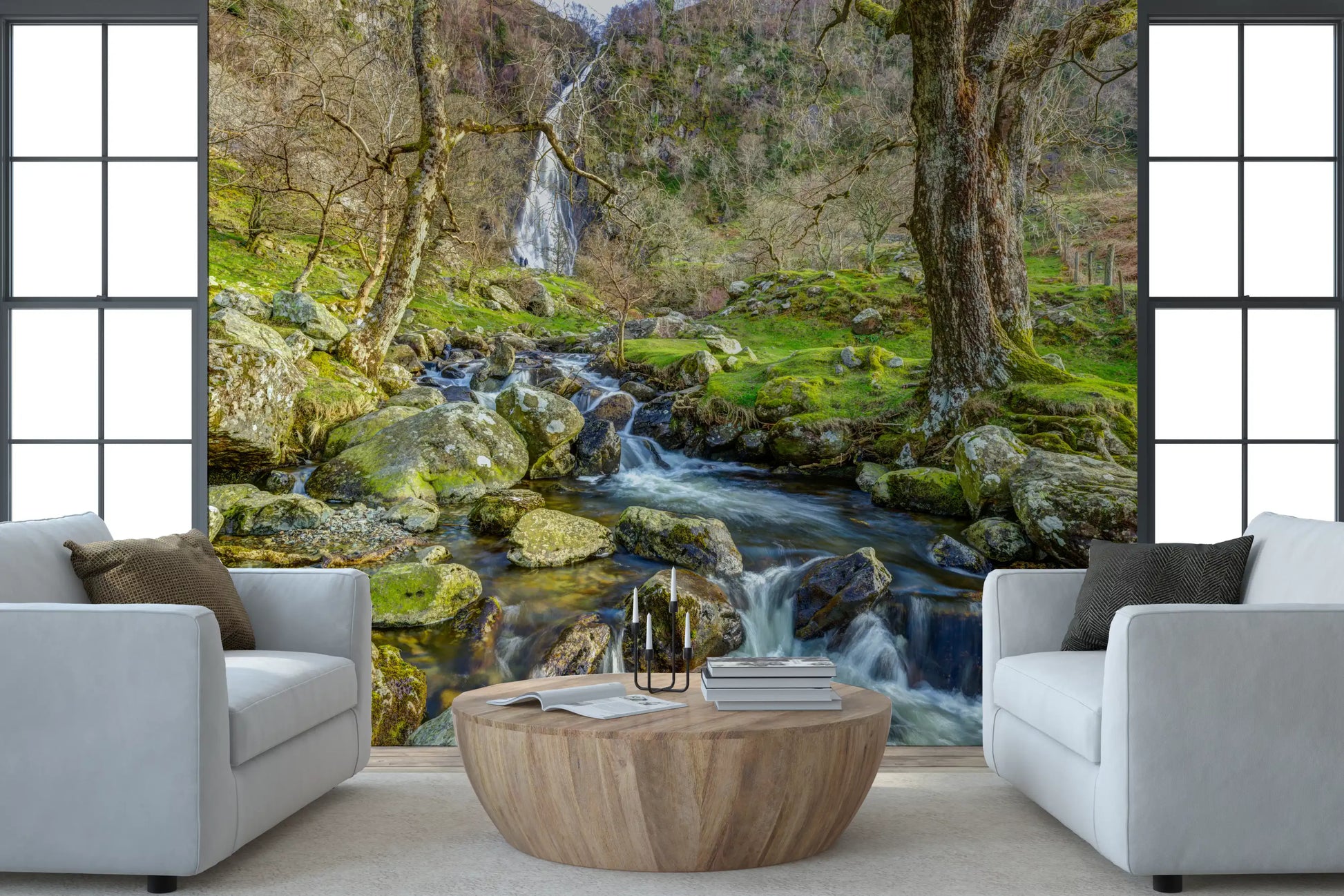 Cascading Highland Waterfall Stream Wall Mural