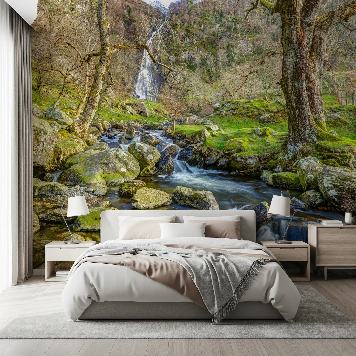 Cascading Highland Waterfall Stream Wall Mural