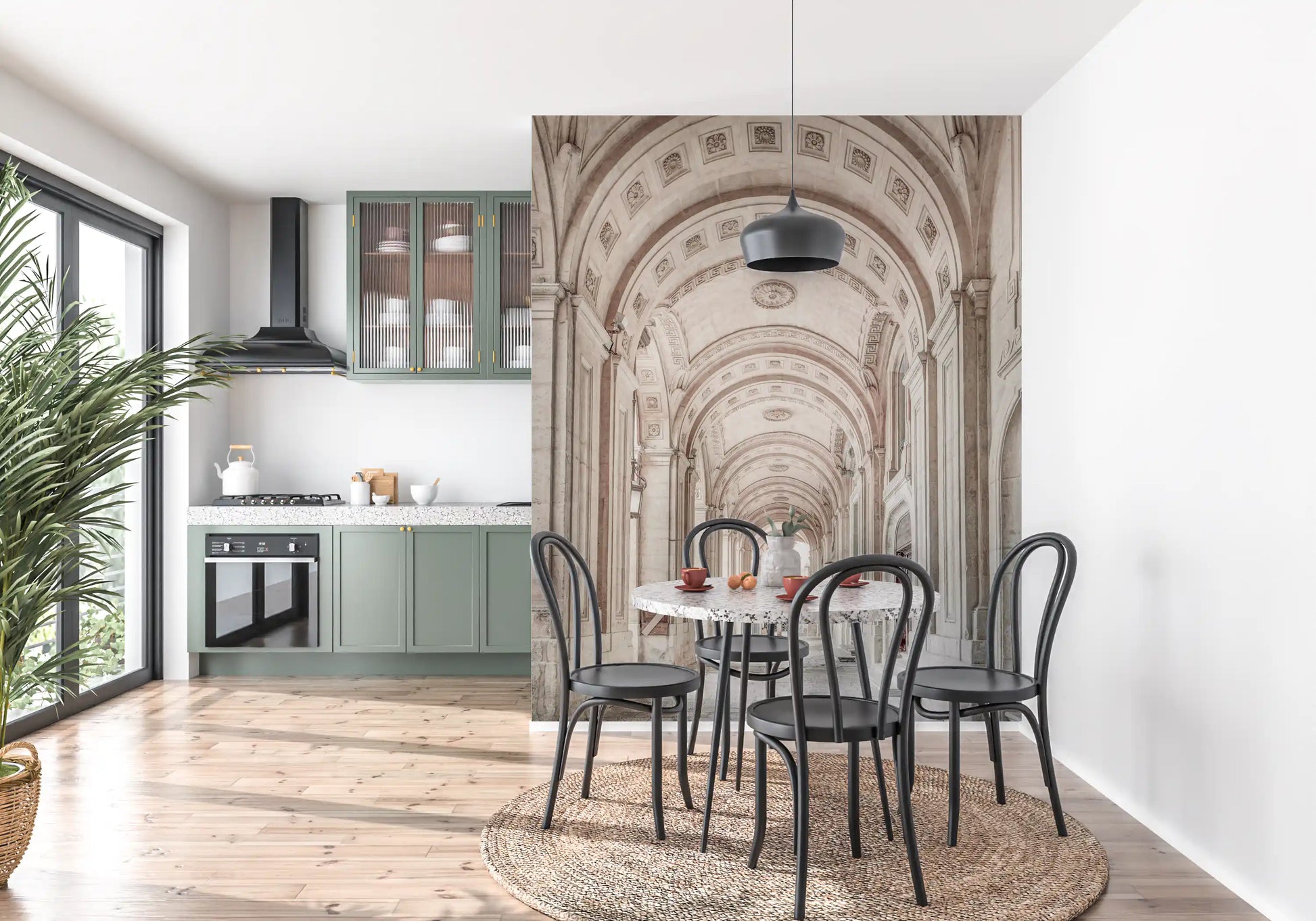 Neoclassical Stone Archway Wall Mural