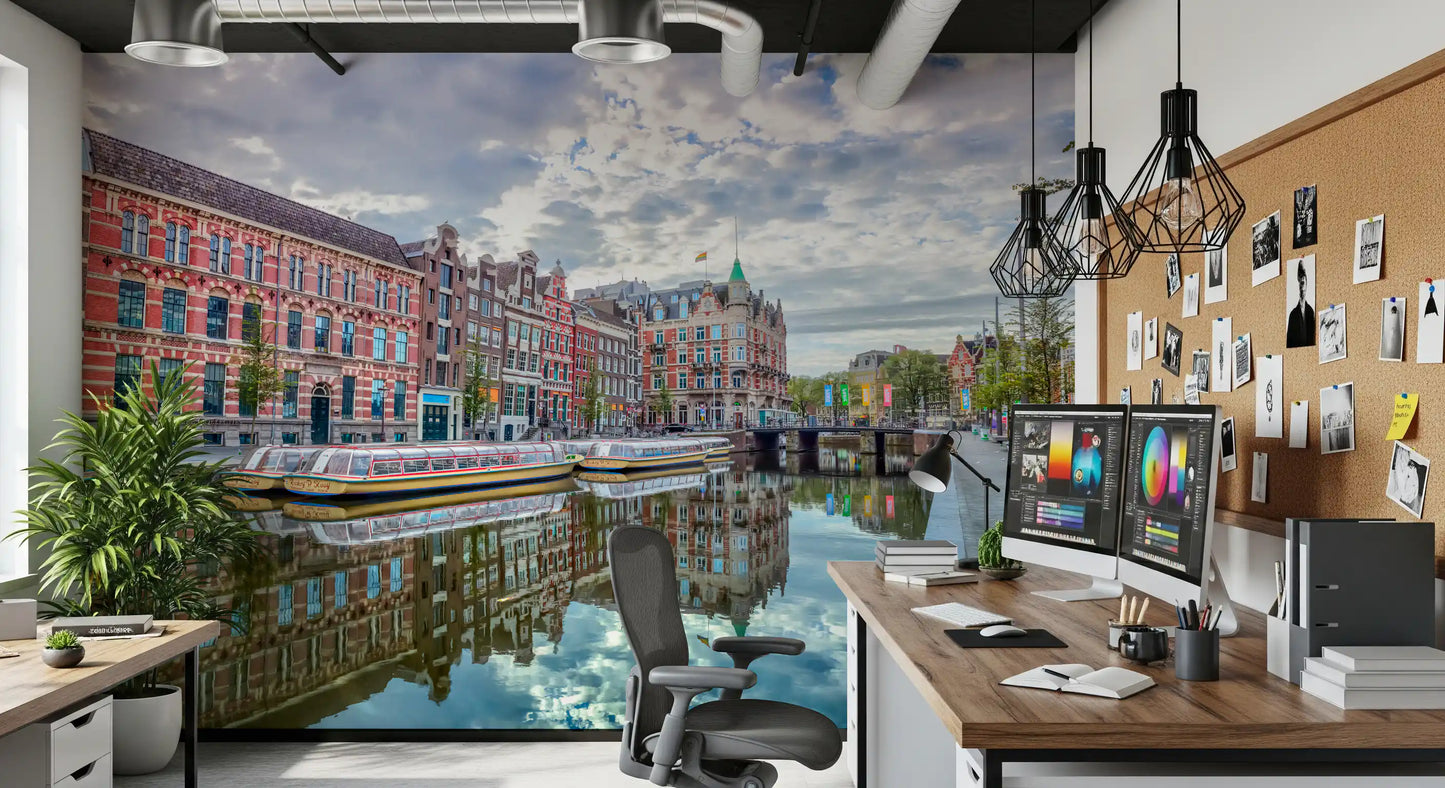 Amsterdam Canal Reflections Wall Mural