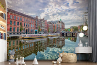 Amsterdam Canal Reflections Wall Mural