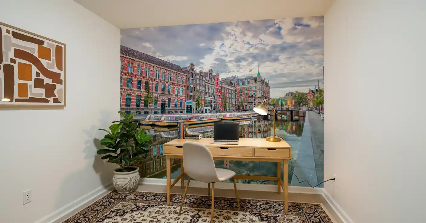 Amsterdam Canal Reflections Wall Mural