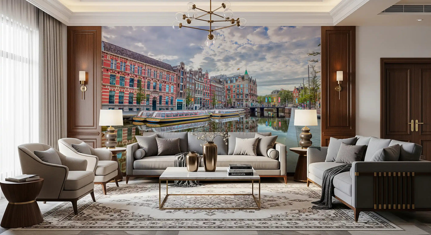Amsterdam Canal Reflections Wall Mural