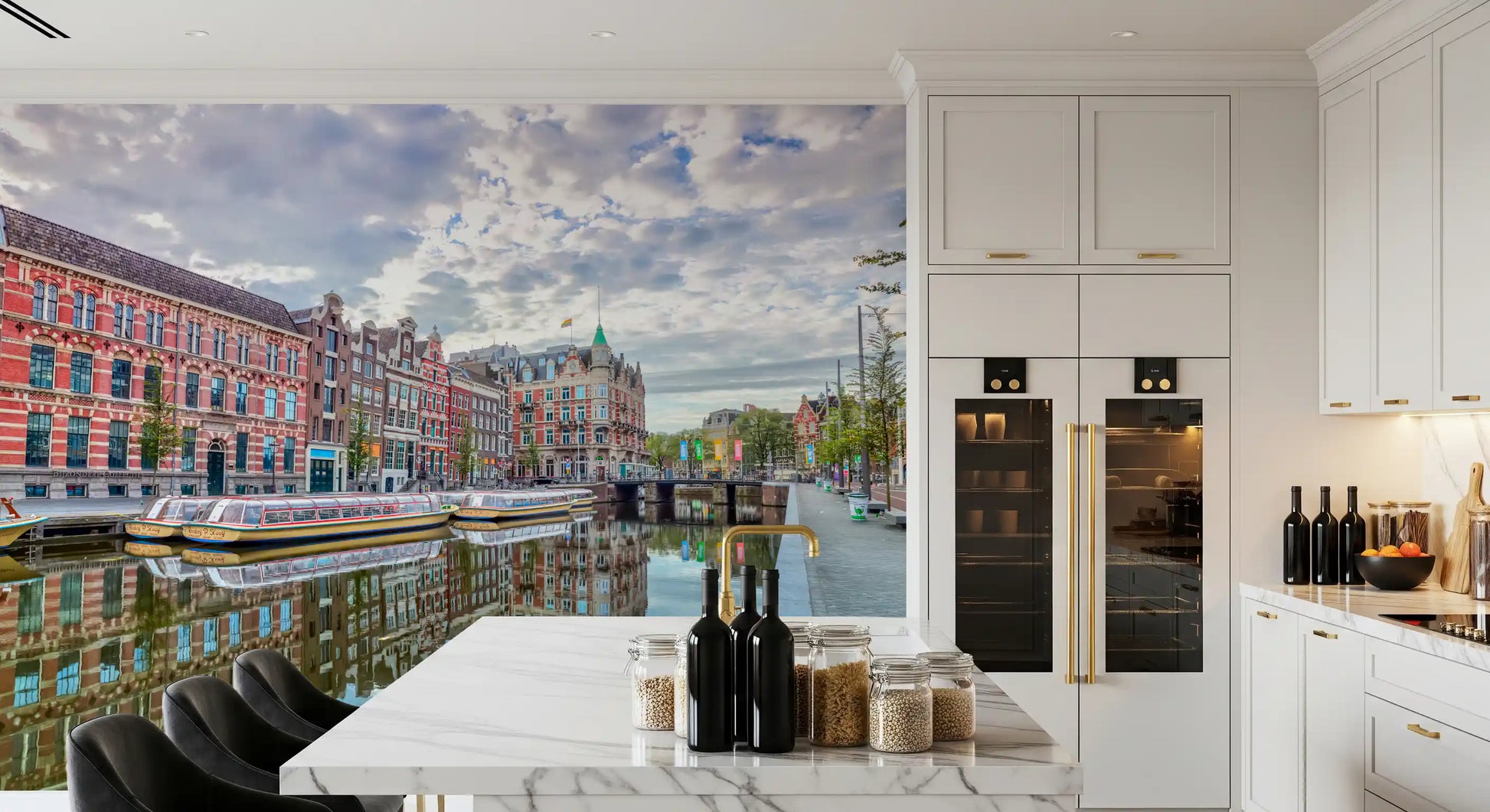 Amsterdam Canal Reflections Wall Mural