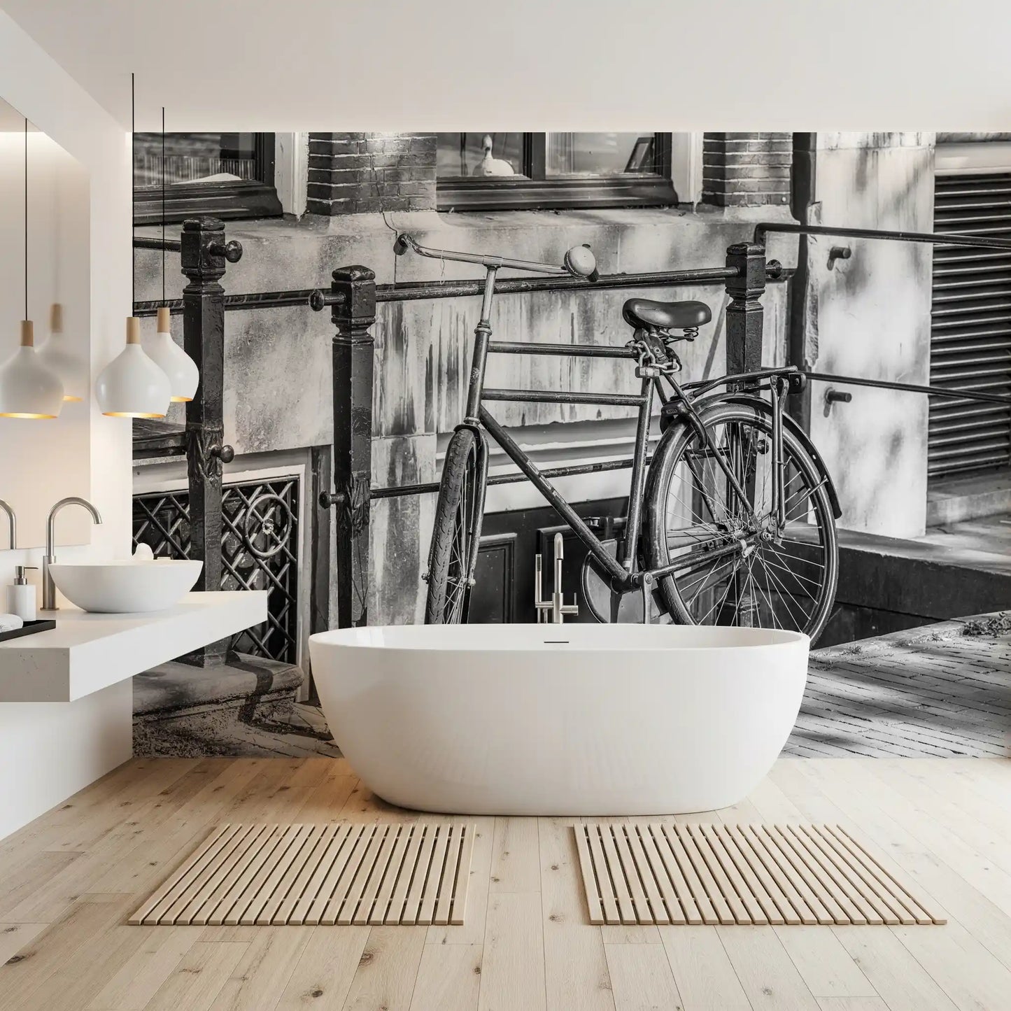 Urban Bicycle Alley Scene Wall Mural