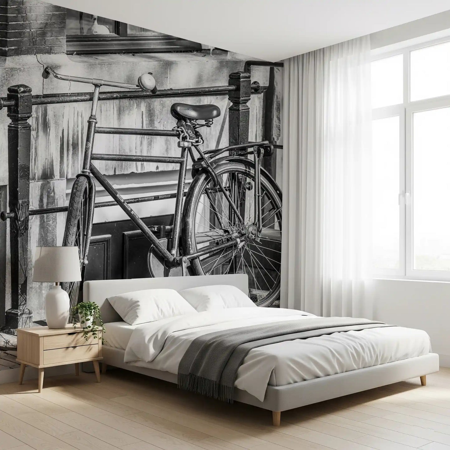 Urban Bicycle Alley Scene Wall Mural