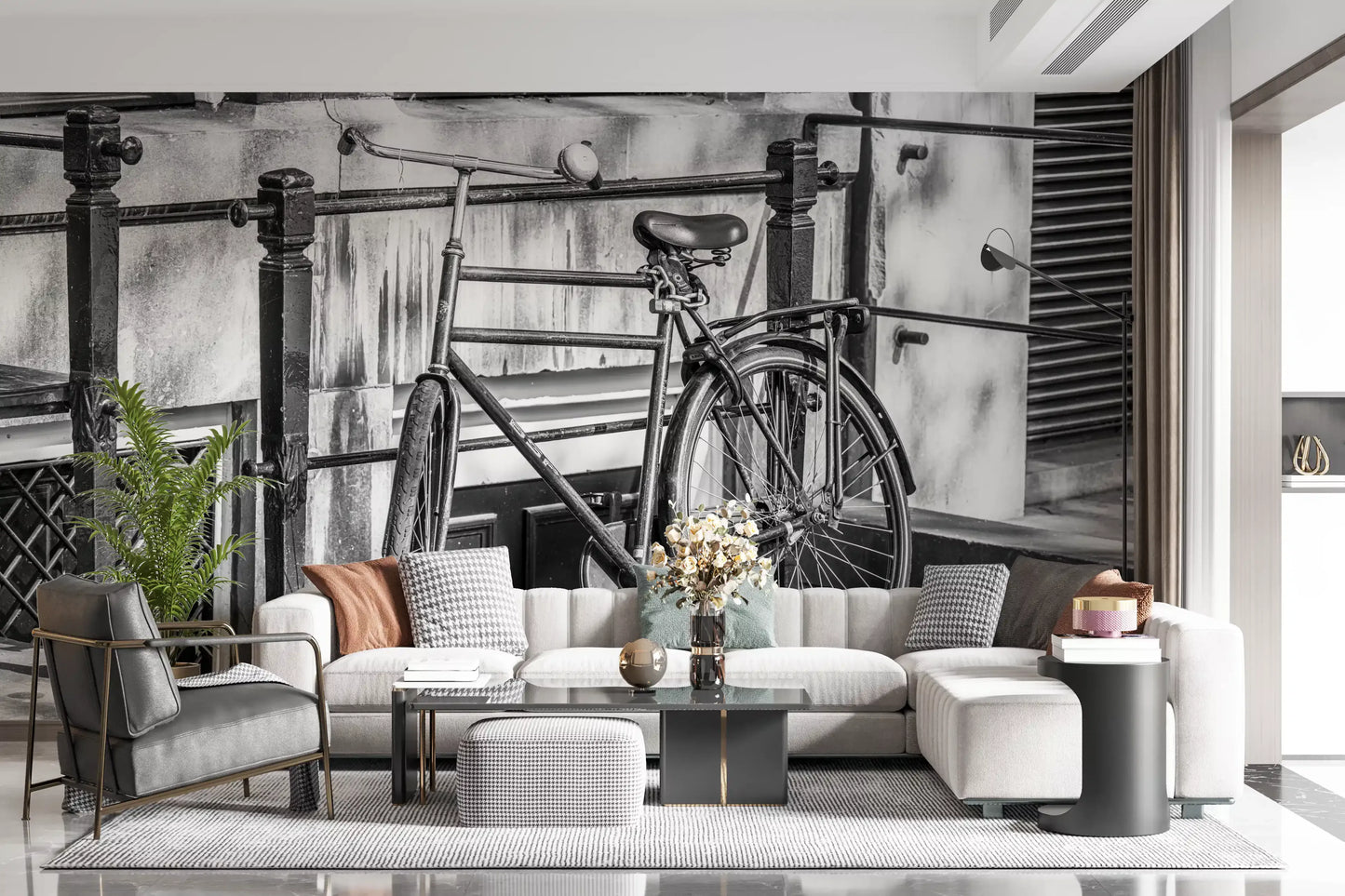 Urban Bicycle Alley Scene Wall Mural