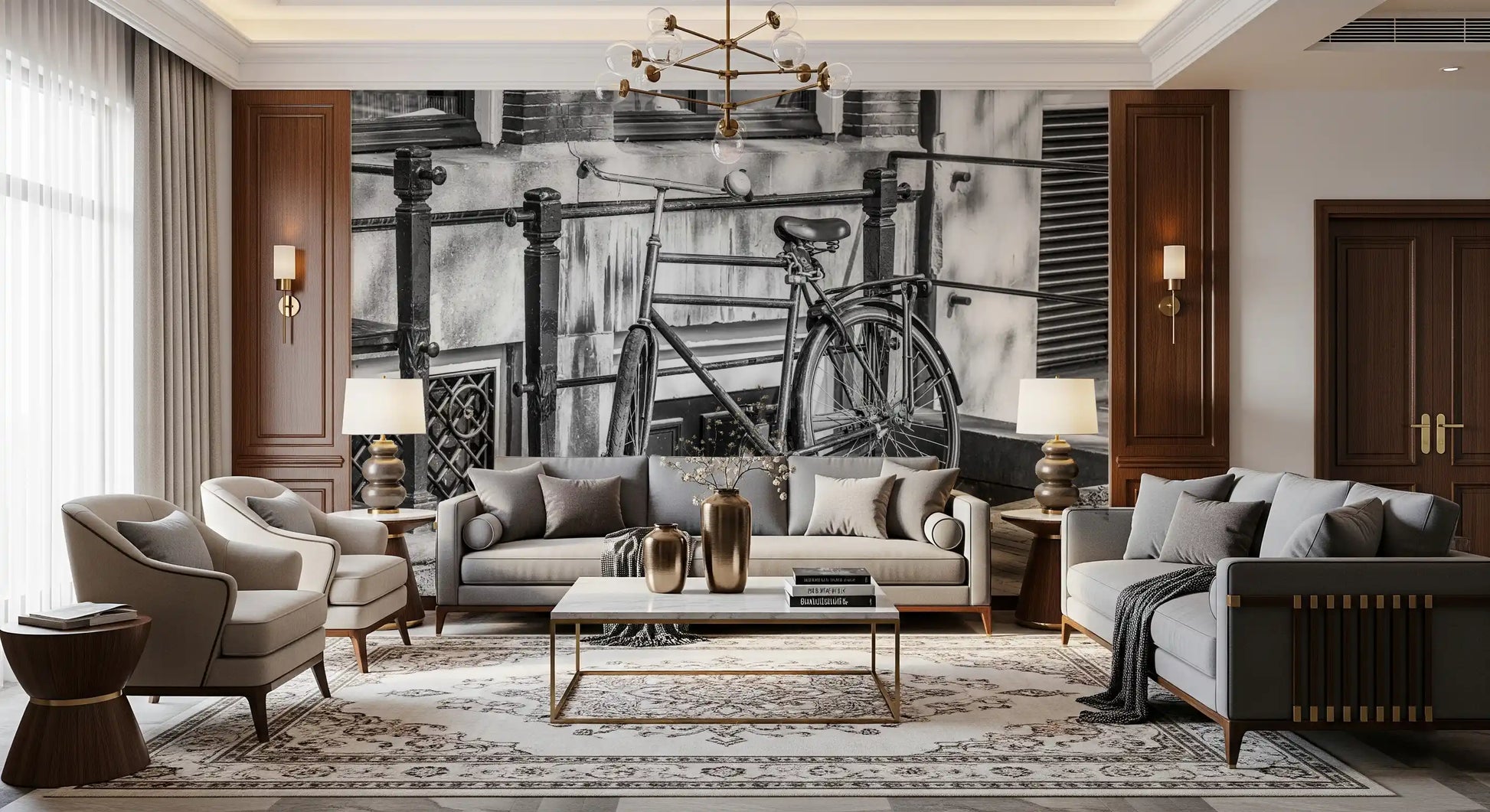 Urban Bicycle Alley Scene Wall Mural