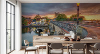 Riverside Town at Sunset Wall Mural
