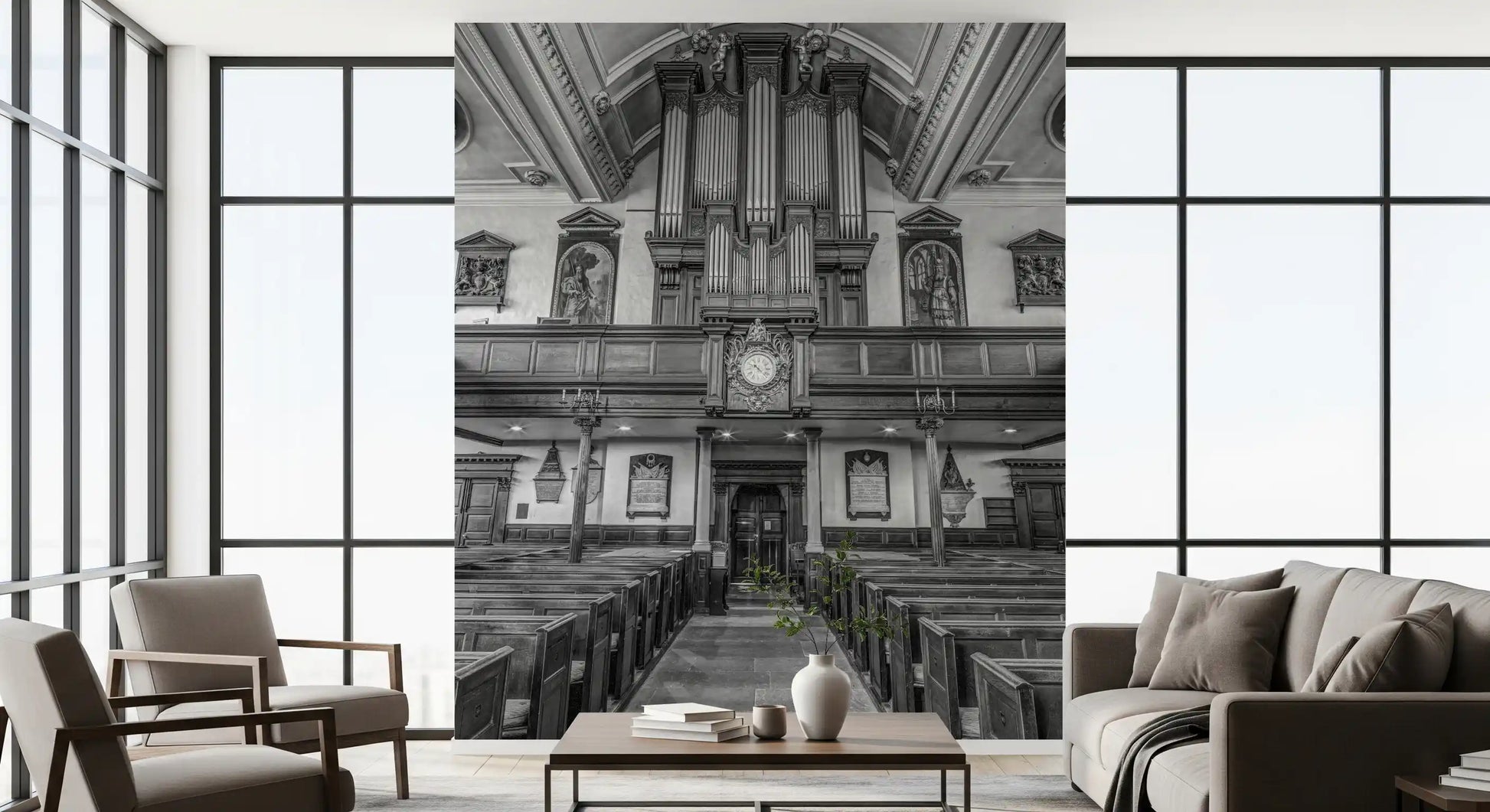 Historic Cathedral Pipe Organ Interior Wall Mural